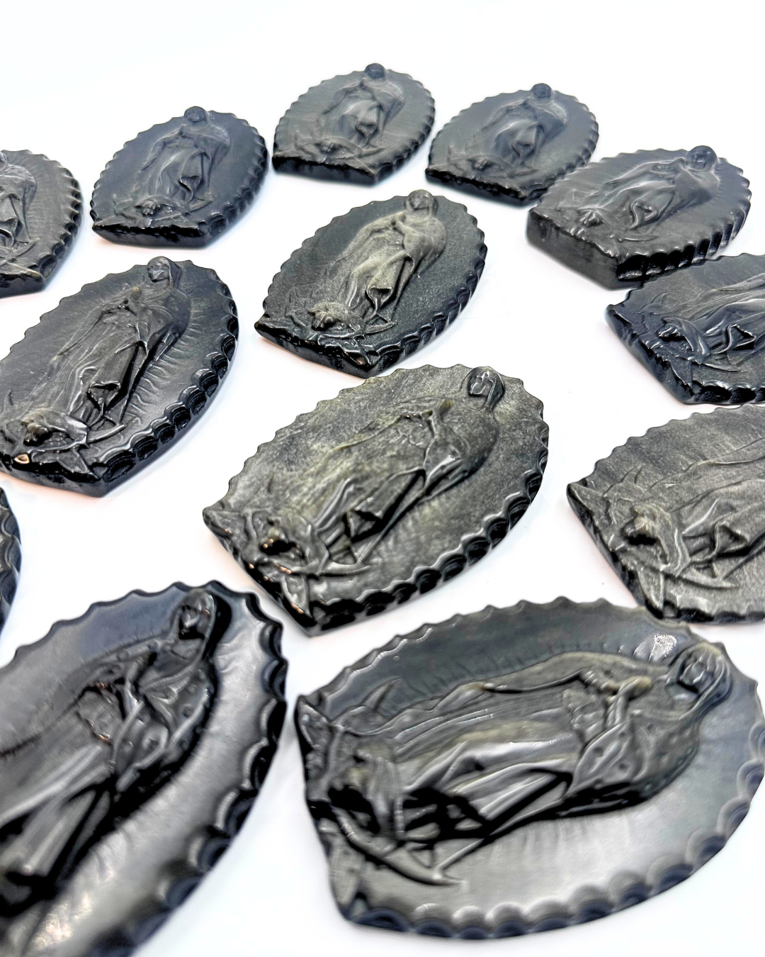 Obsidian Our Lady of Guadalupe Carving