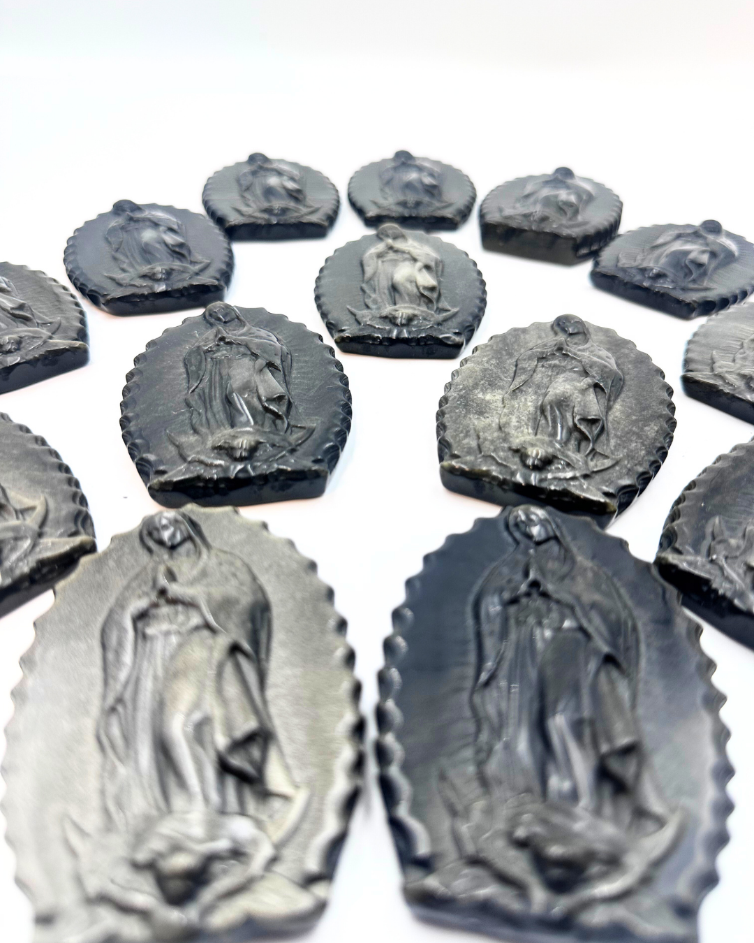 Obsidian Our Lady of Guadalupe Carving