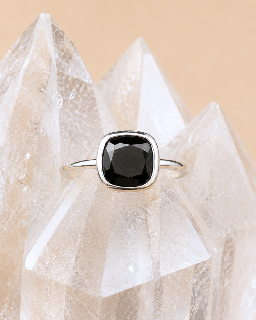 Cushion Cut Onyx Ring – Size 7
