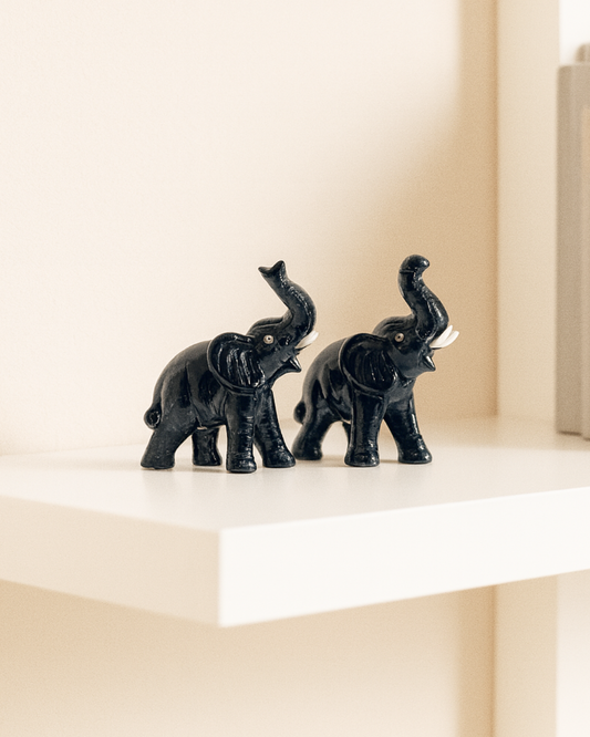 Black Onyx Elephant Carving