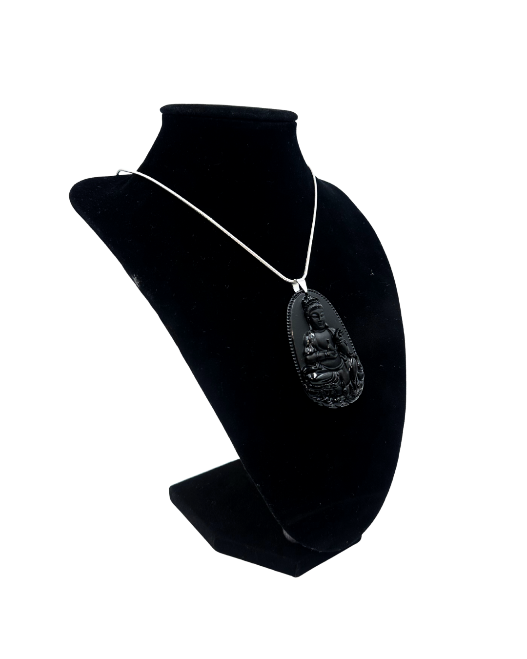 Obsidian Buddha Pendant Necklace
