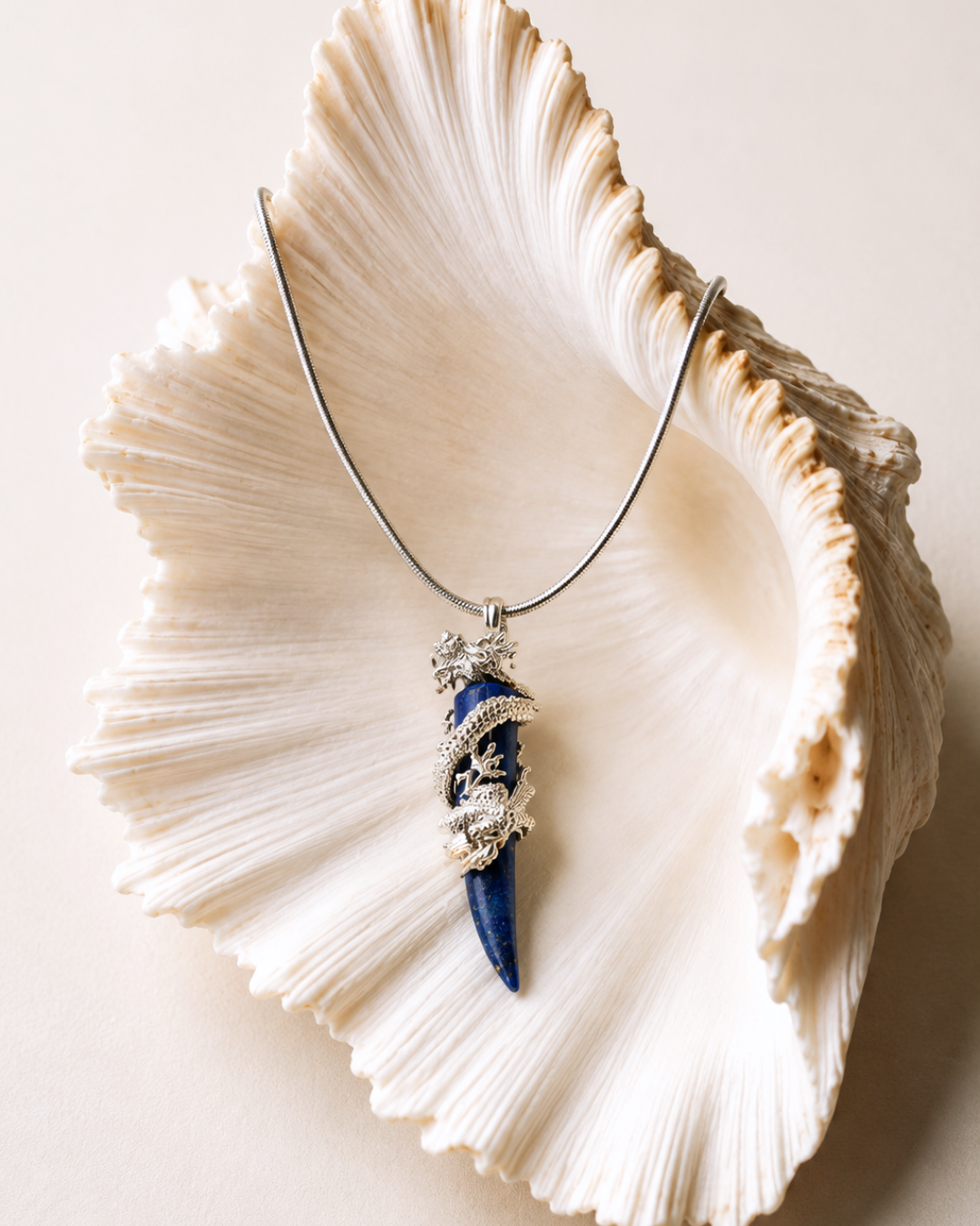 Lapis Lazuli Dragon Tooth Pendant