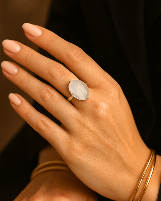 Oval Selenite Rings - Sizes 7, 8, 9 & 10