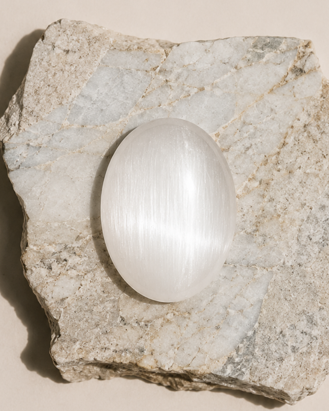Selenite Palm Stone