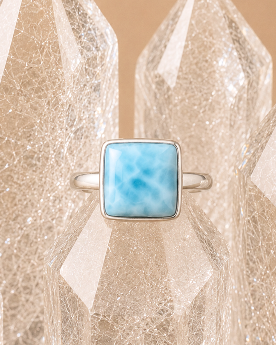 Square Cut Larimar Ring – Size 8