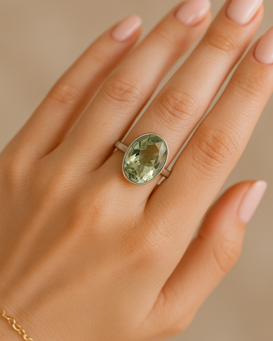 Green Amethyst Ring - Size 7