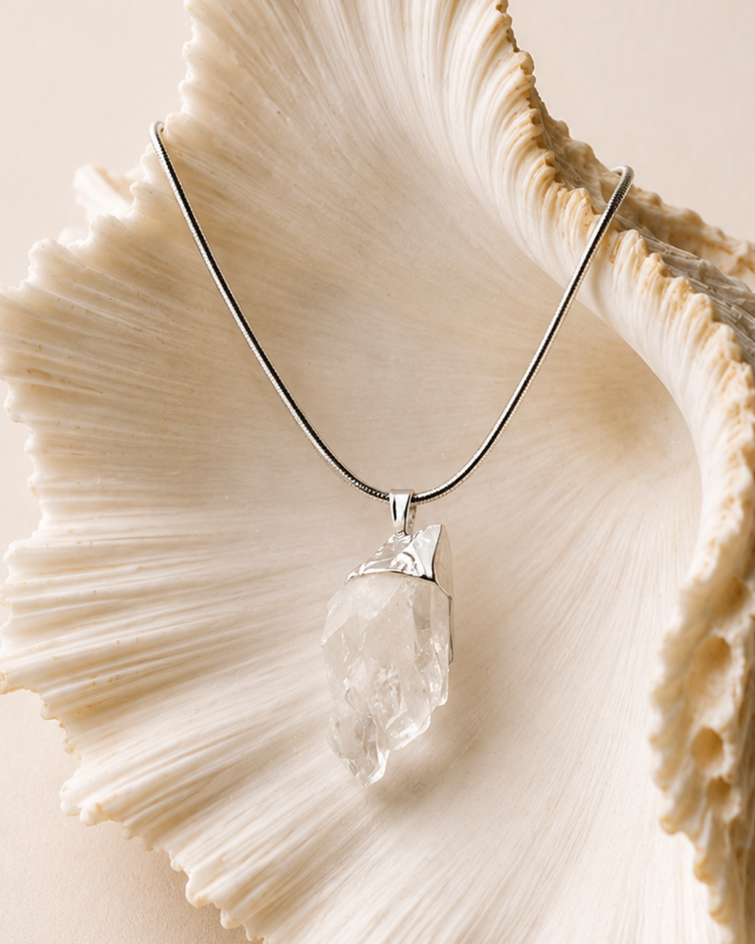 Clear Quartz Cluster Silver Pendant