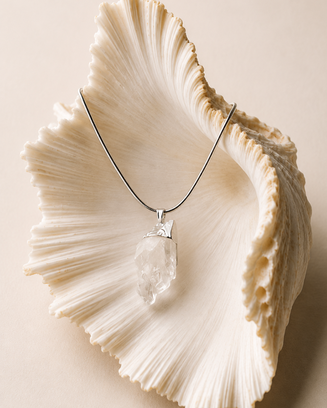 Clear Quartz Cluster Silver Pendant