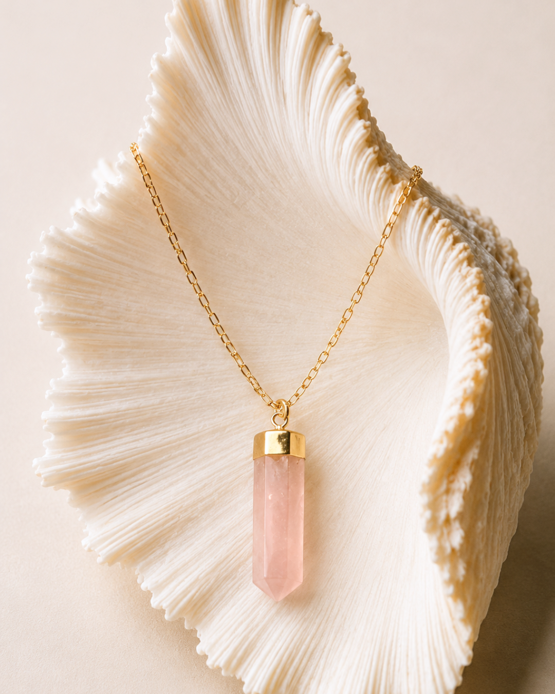Rose Quartz Pendant with Necklace