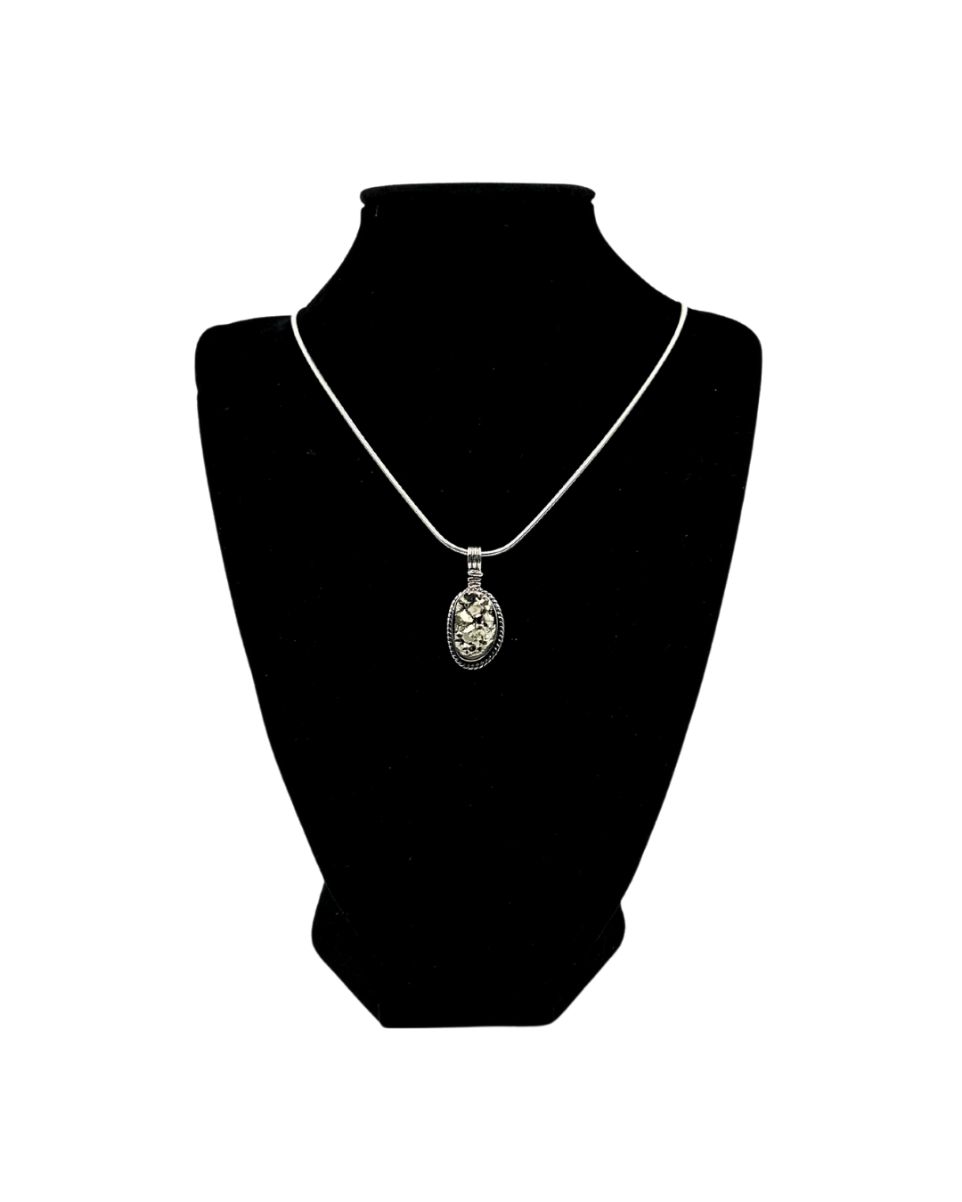 Oval Pyrite Pendant Necklace