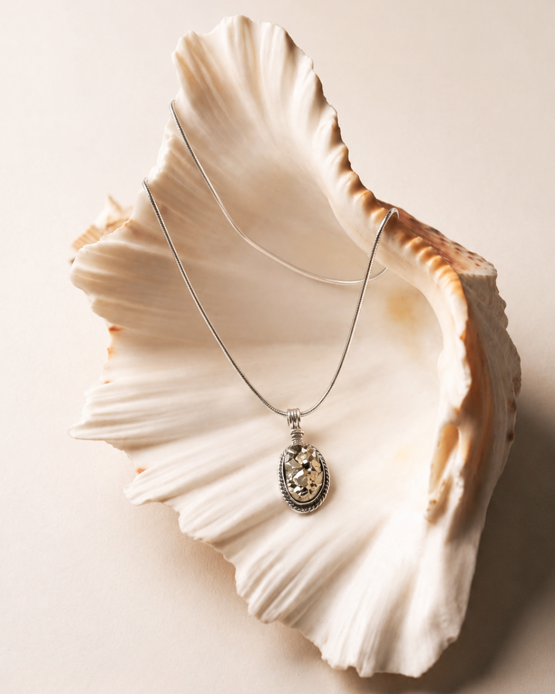 Oval Pyrite Pendant Necklace