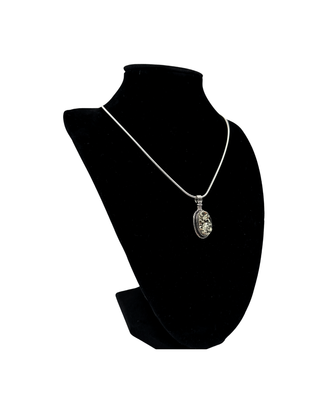 Oval Pyrite Pendant Necklace