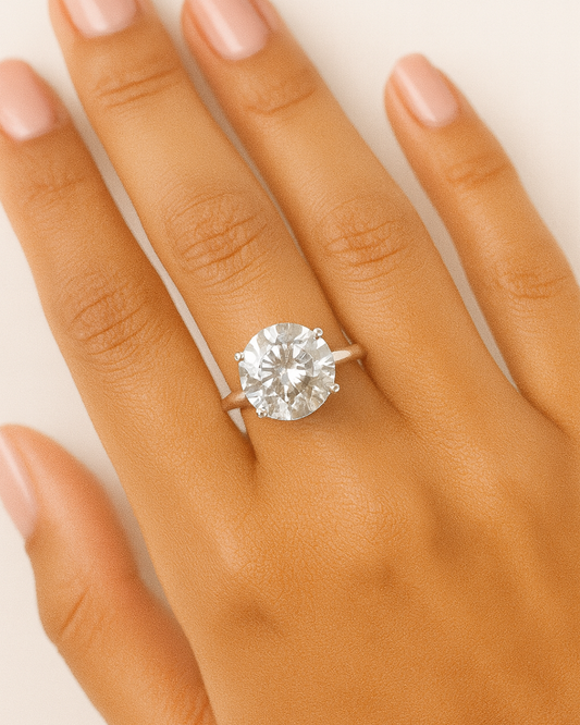 Round Cut Green Amethyst Ring - Size 9