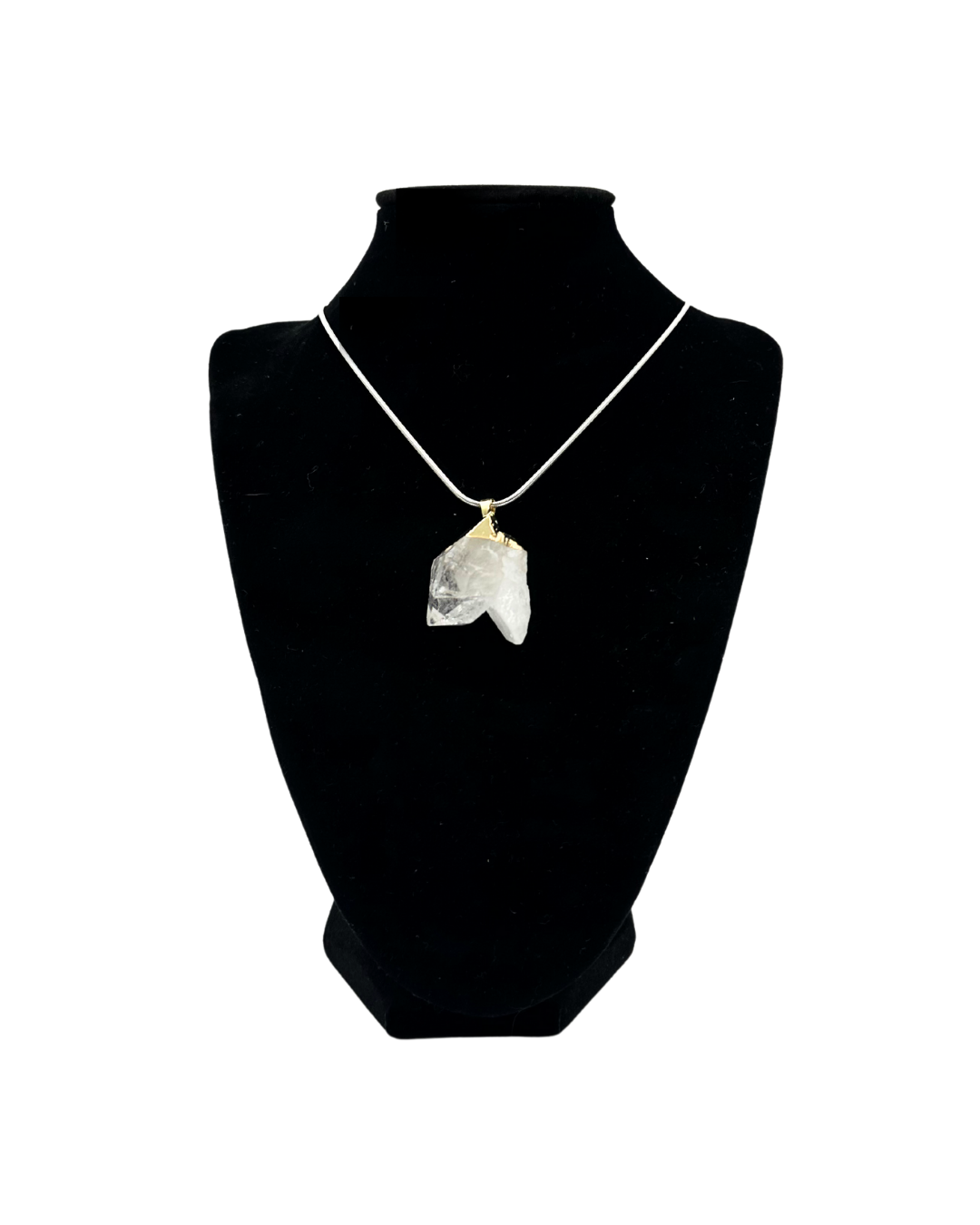 Clear Quartz Cluster Gold Pendant