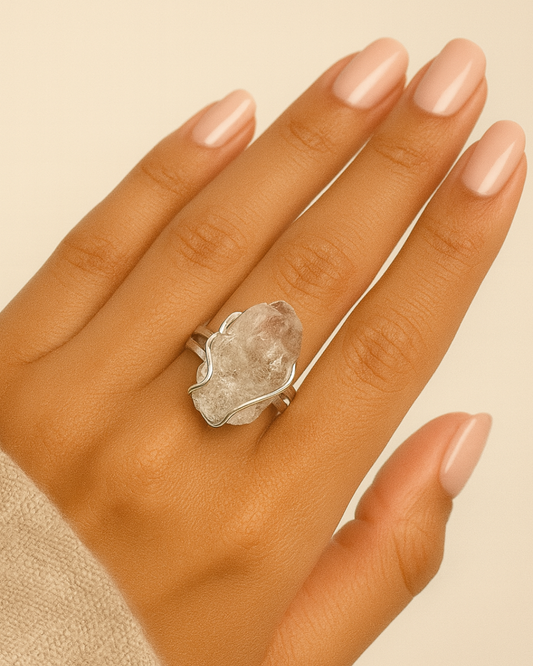 Adjustable Smoky Quartz Cluster Rings