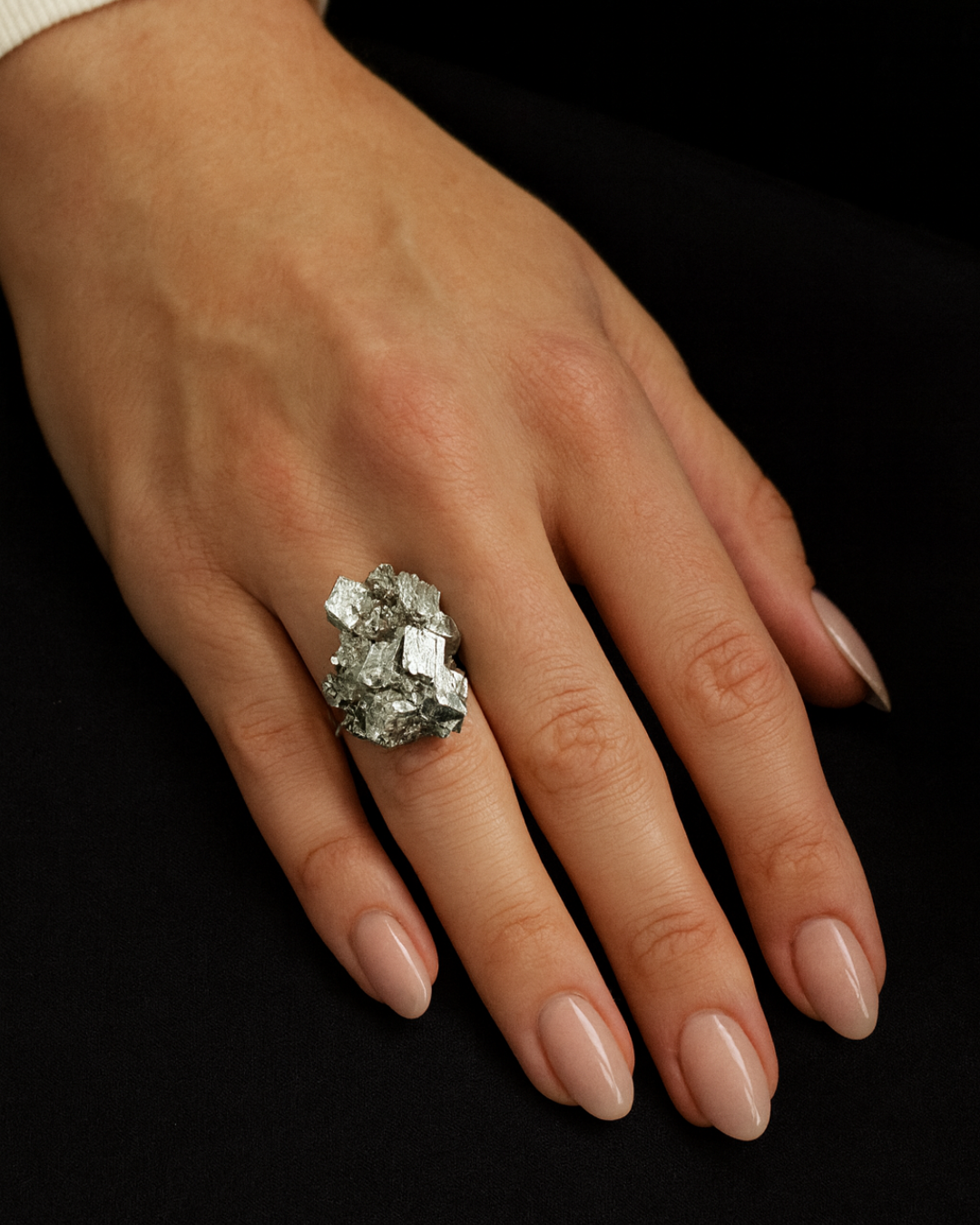 Adjustable Pyrite Cluster Rings