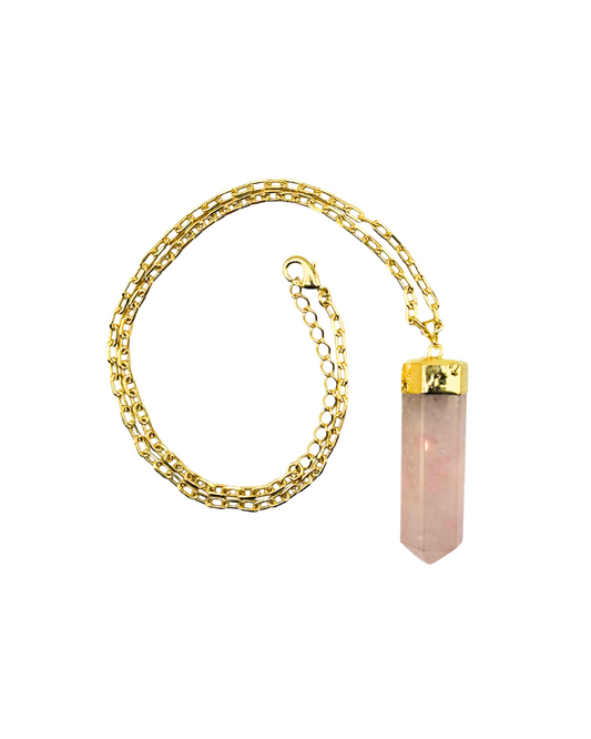 Rose Quartz Pendant with Necklace