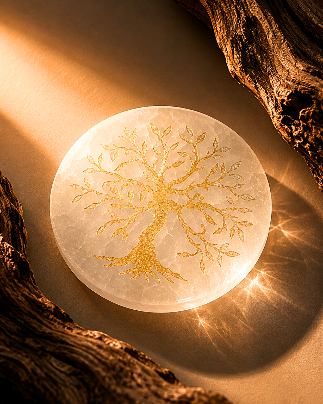 Tree of Life Selenite Plate