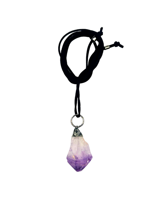 Raw Amethyst Pendant with Necklace