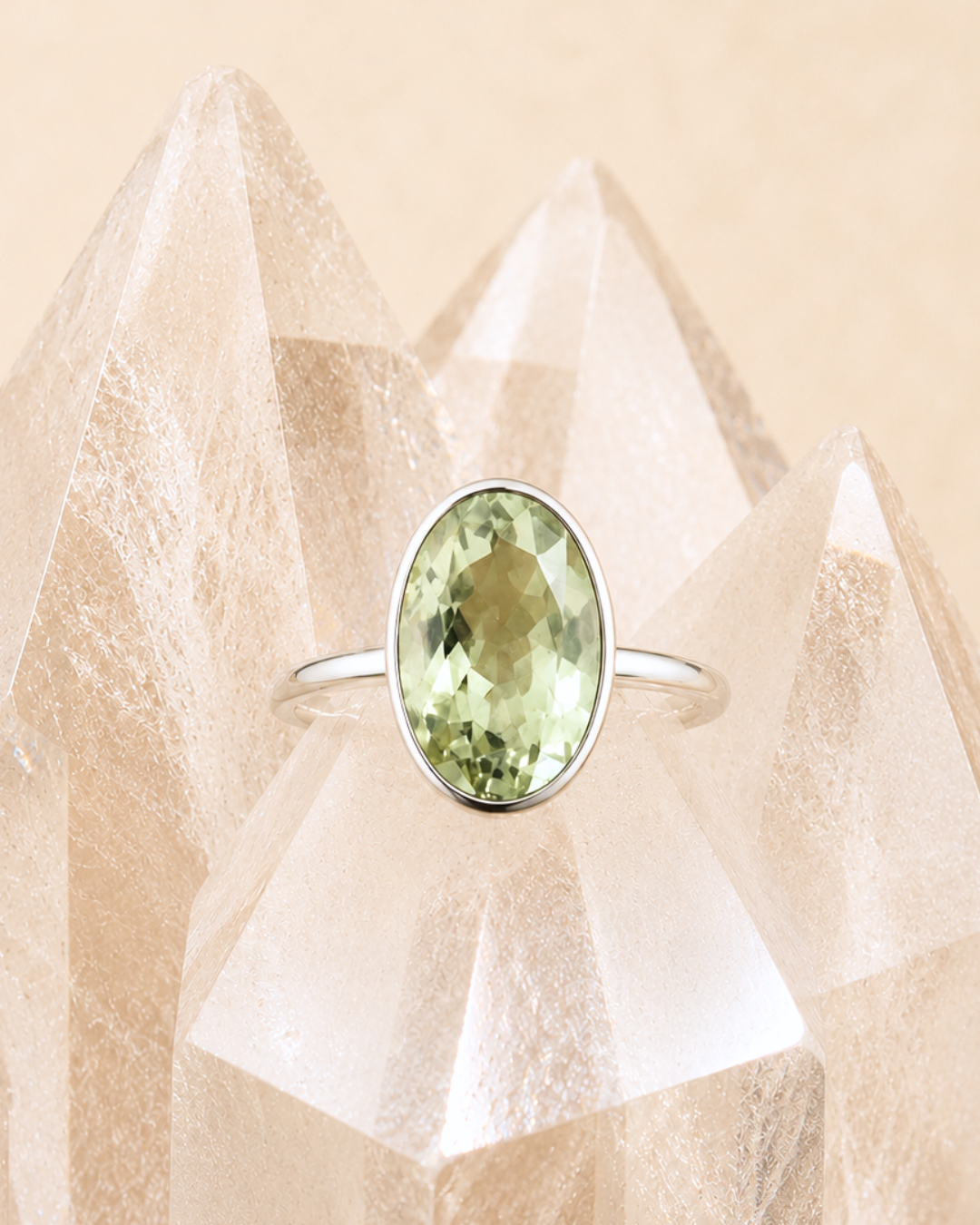 Green Amethyst Ring - Size 7