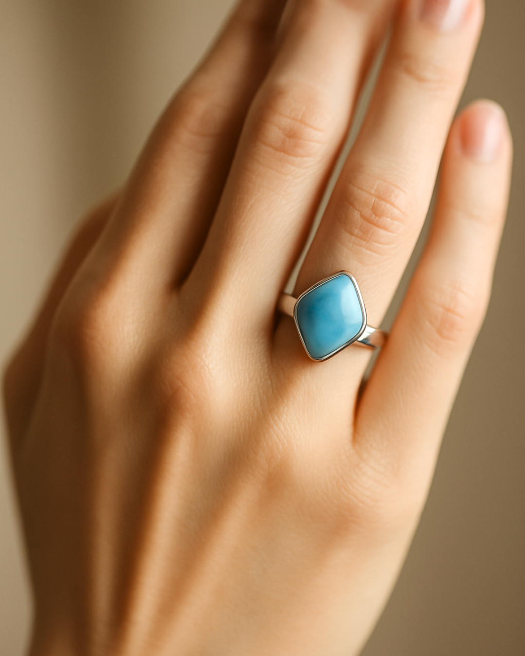 Kite Cut Larimar Ring - Size 9
