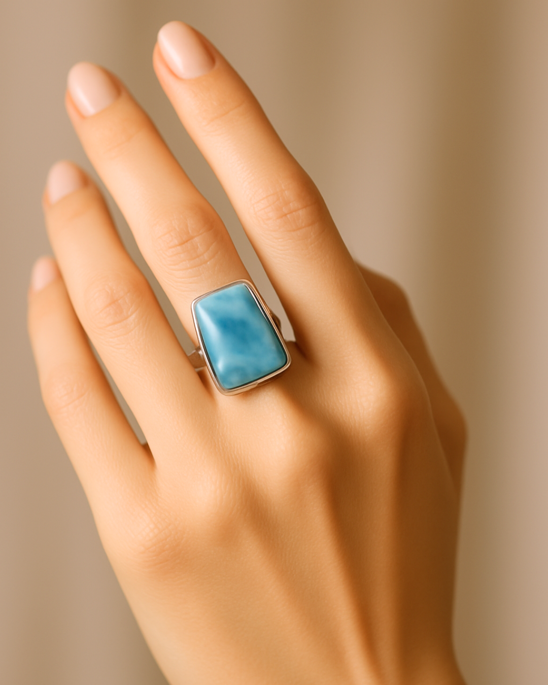 Trapezoid Cut Larimar Ring – Size 8