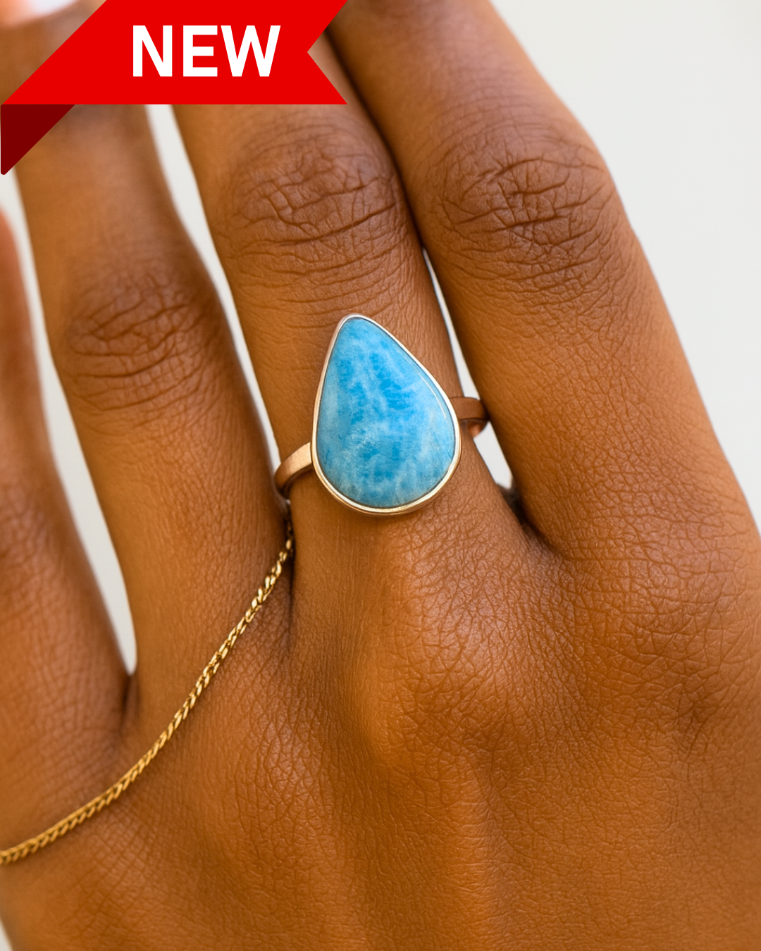 Pear Cut Larimar Ring – Size 8