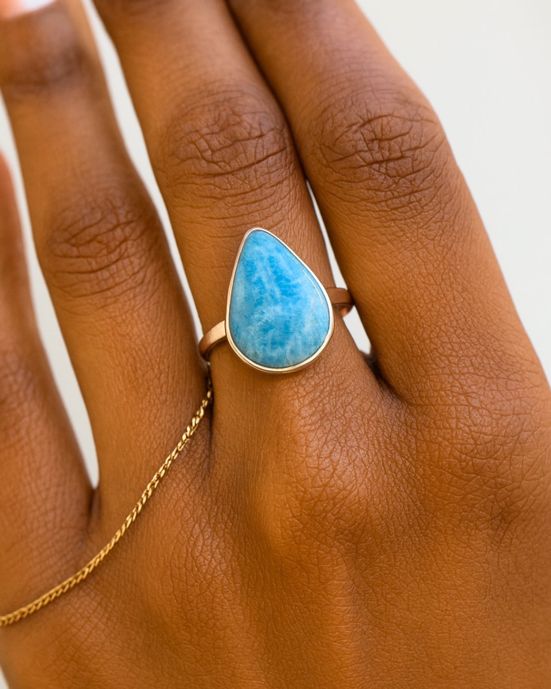 Pear Cut Larimar Ring – Size 8