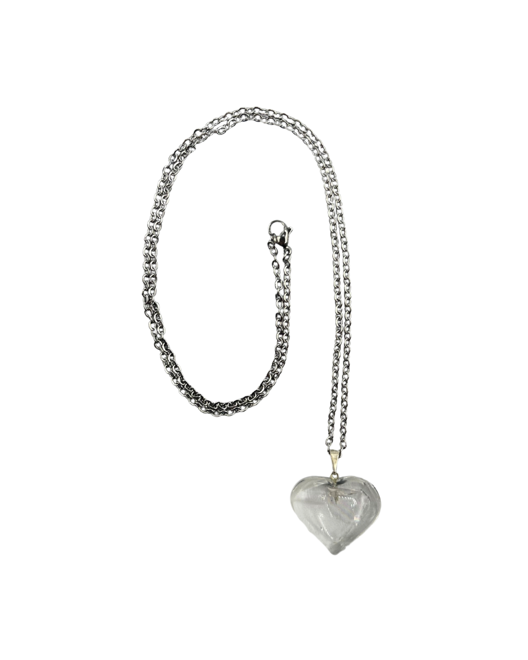 Heart Shaped Clear Quartz Pendant with Necklace