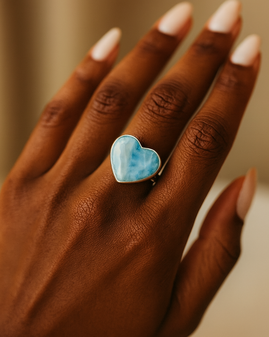 Heart Cut Larimar Ring – Size 7