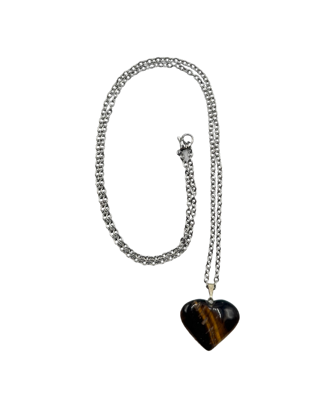 Heart Shaped Tiger's Eye Pendant with Necklace