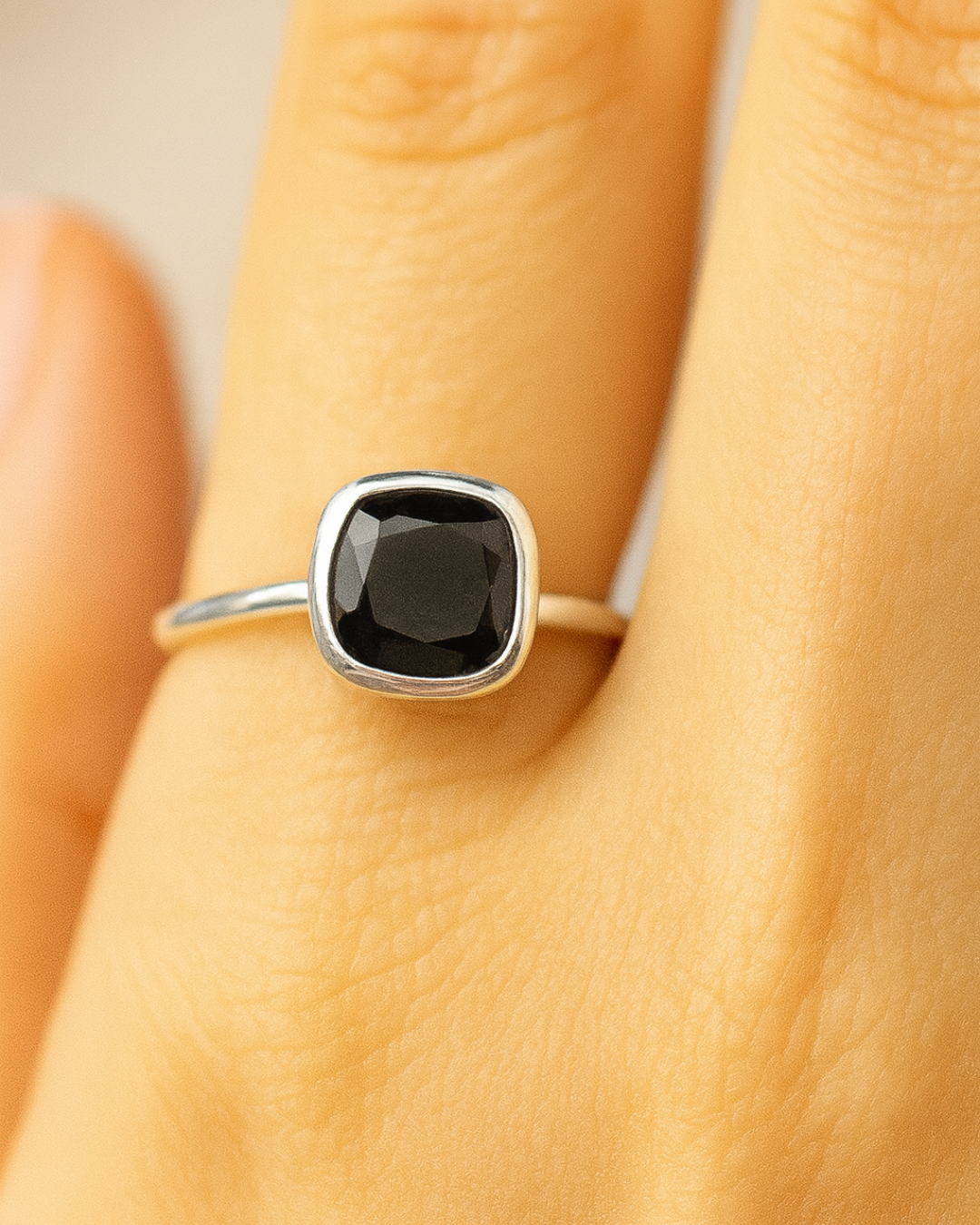 Cushion Cut Onyx Ring – Size 7