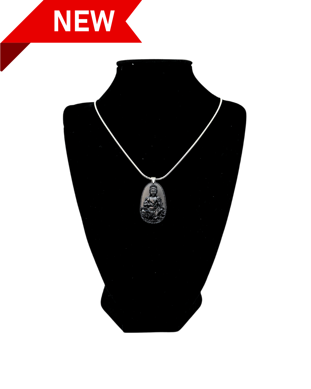 Obsidian Buddha Pendant Necklace