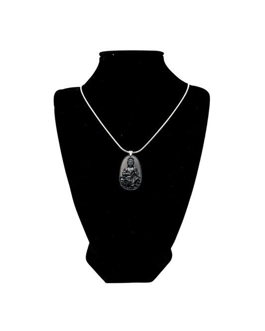 Obsidian Buddha Pendant Necklace