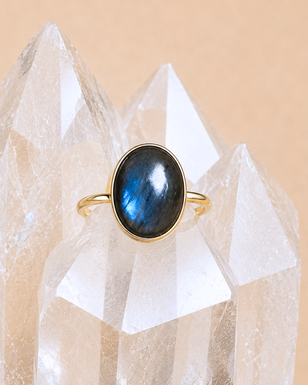 Oval Labradorite Ring - Size 8