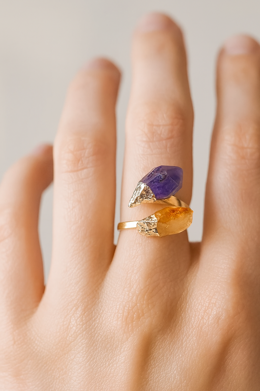 Adjustable Citrine & Amethyst Rings