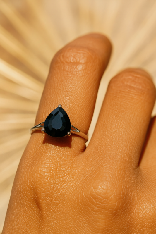 Onyx Triangle Rings