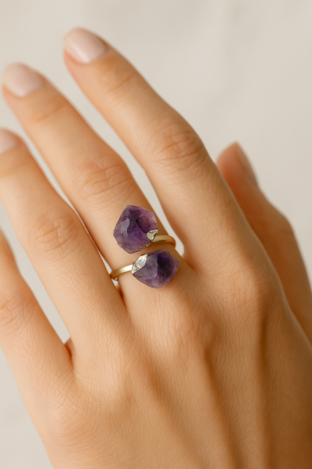Adjustable Citrine & Amethyst Rings