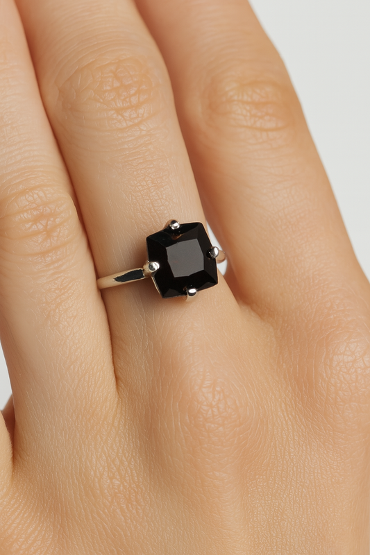 Square Smoky Quartz Ring - Size 7