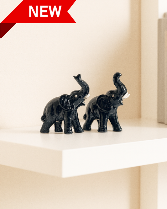 Black Onyx Elephant Carving