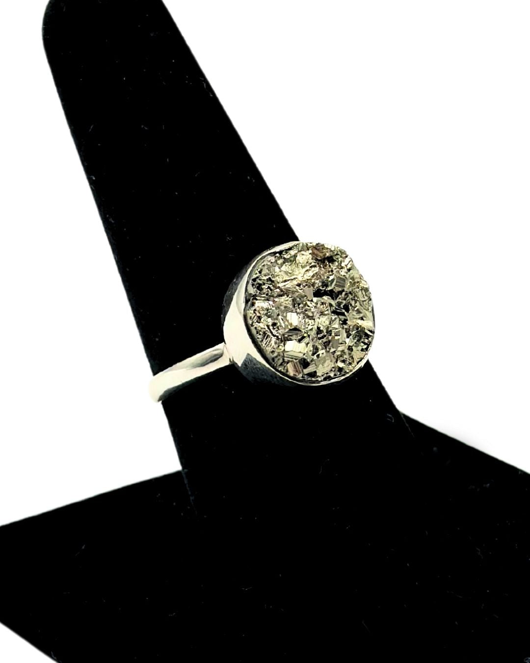 Round Pyrite Ring - Size 8