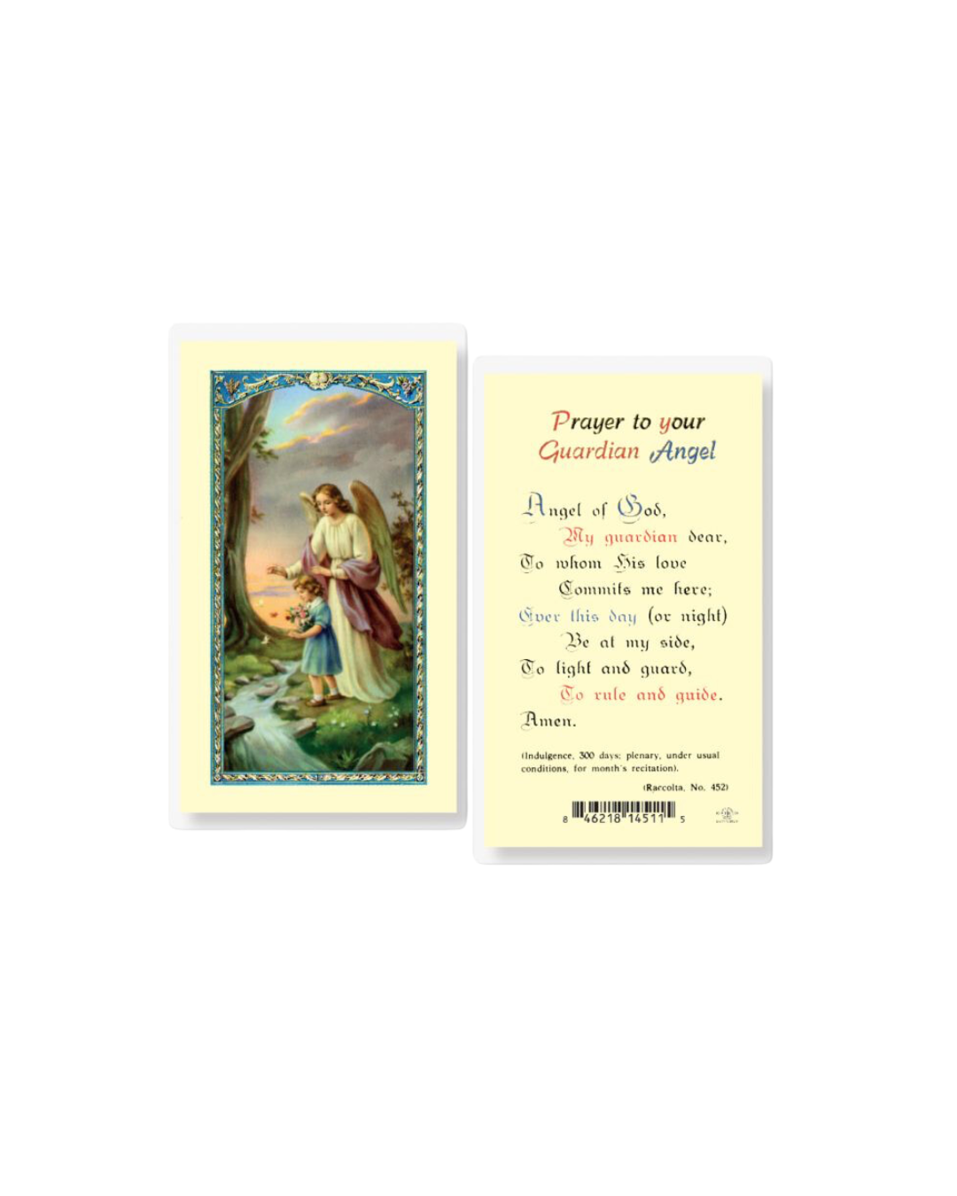 Tarjeta de oración del ángel de la guarda