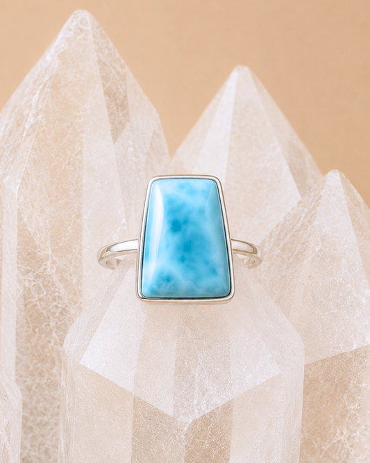 Trapezoid Cut Larimar Ring – Size 8