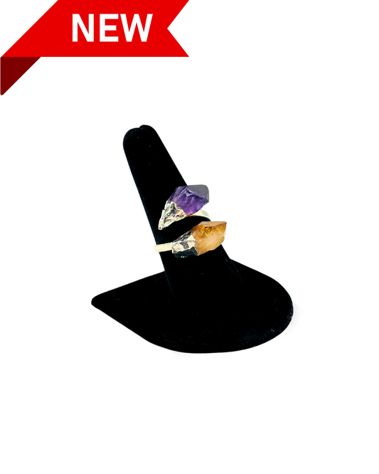 Adjustable Citrine & Amethyst Rings