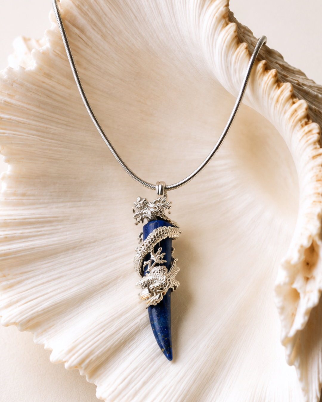 Lapis Lazuli Dragon Tooth Pendant