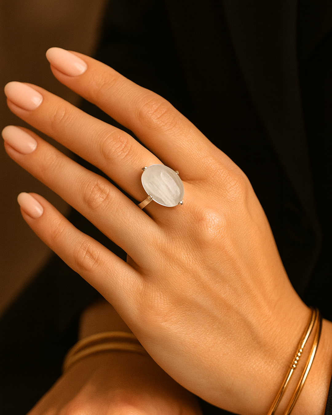 Oval Selenite Rings - Sizes 7, 8, 9 & 10