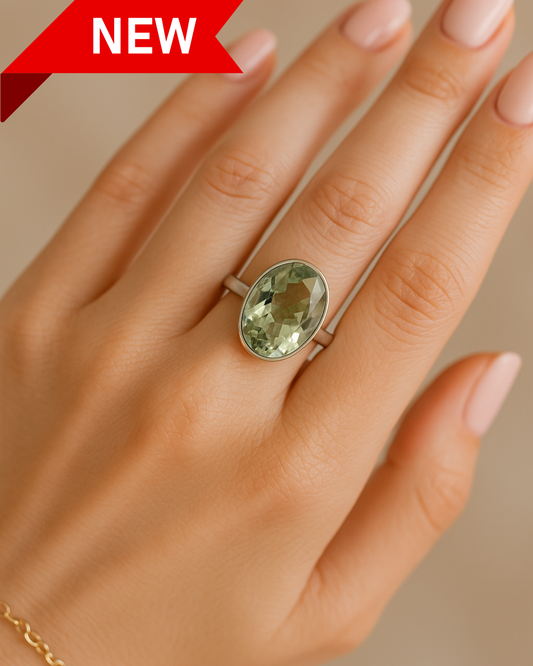 Green Amethyst Ring - Size 7