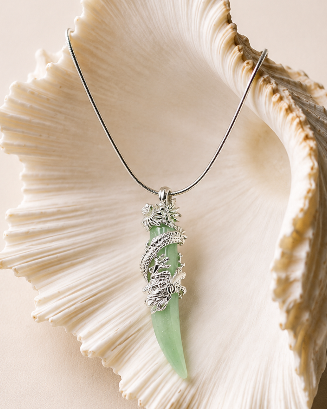 Green Aventurine Dragon Tooth Pendant