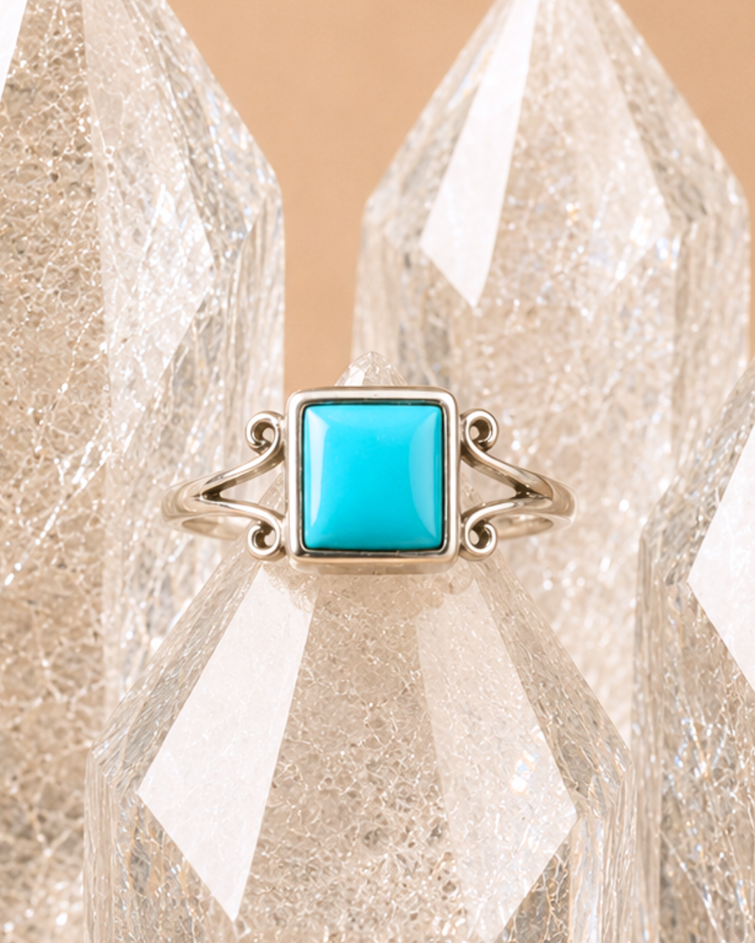 Square Cut Mexican Turquoise Ring - Size 8