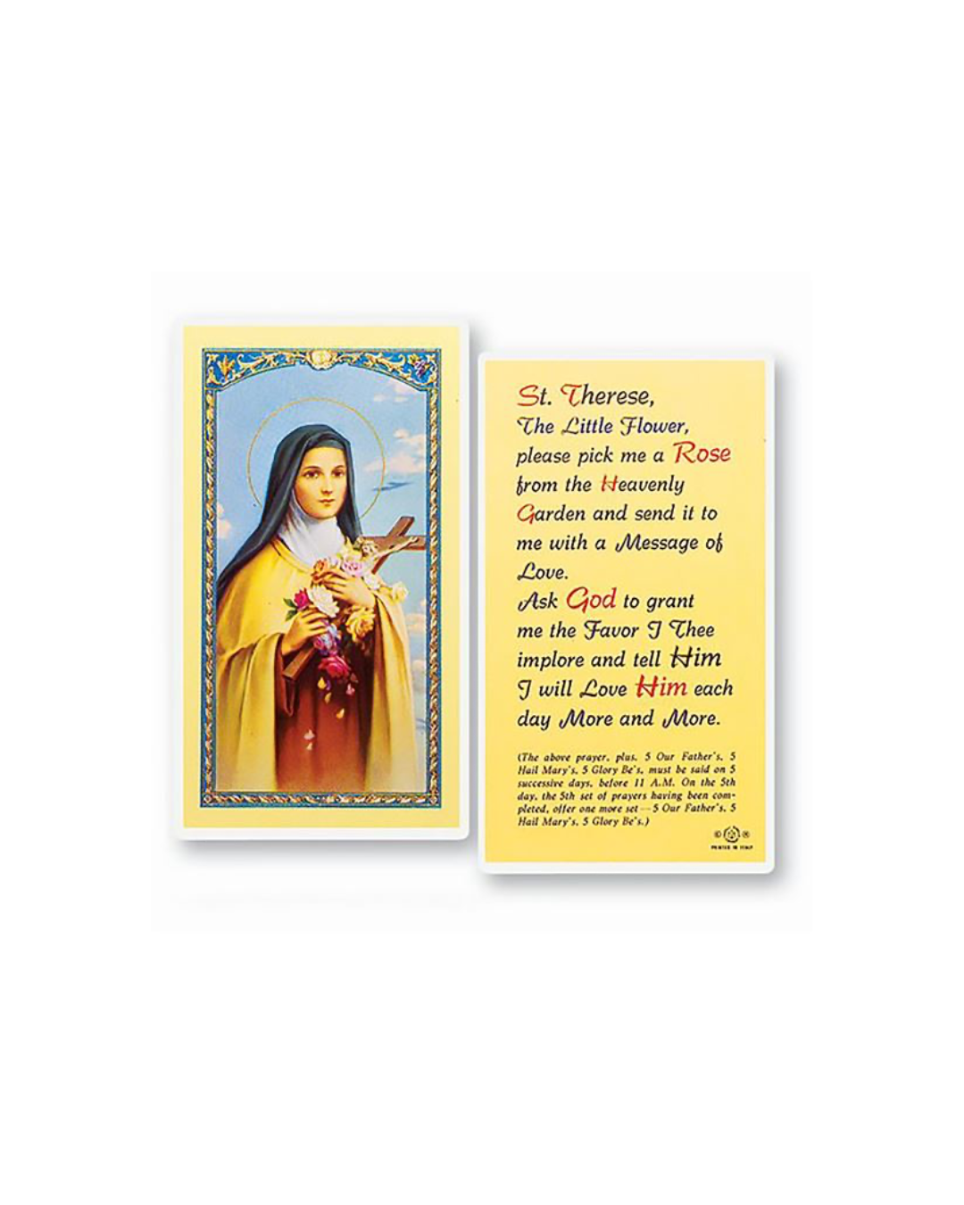 Tarjeta de oración de Santa Teresa